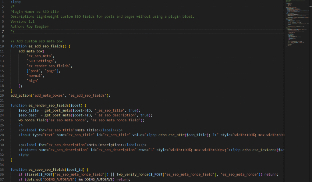 My custom lite weight SEO wordpress plugin
