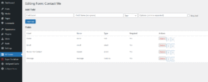 Backend of form fields in my custom form creator