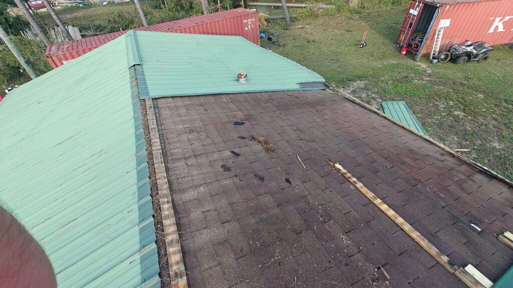 Damaged Roof After Hurricane Helene